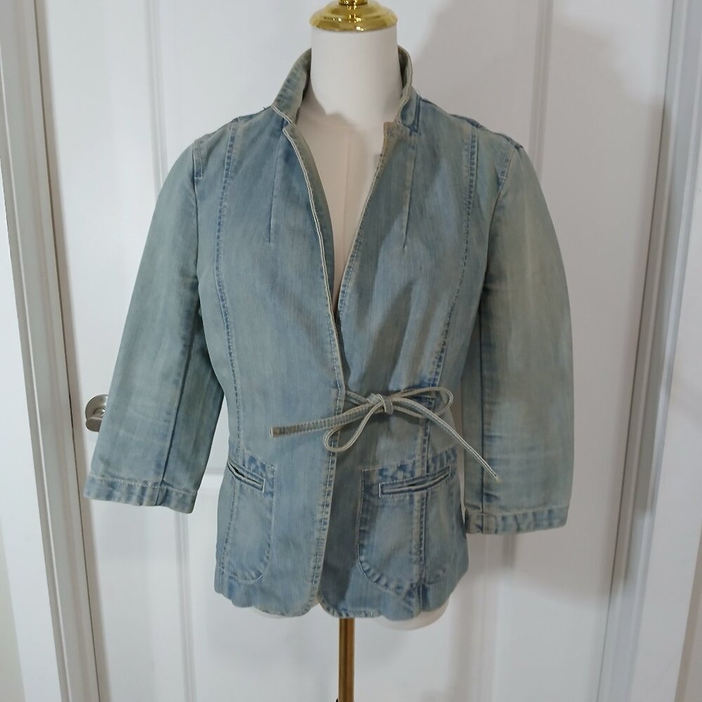 Fcuk Jeans Denim Jacket Women’s Medium Blue Long Sleeve Front Patch Pockets